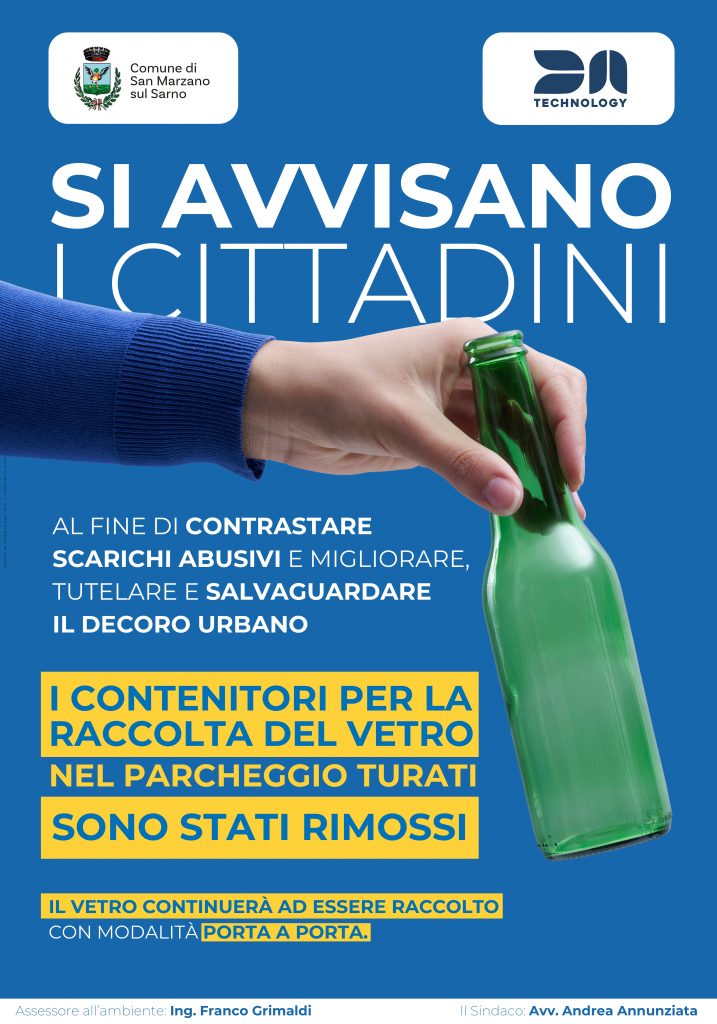 AVVISO PUBBLICO: Rimozione contenitori per la raccolta del vetro posizionati nel parcheggio Turati